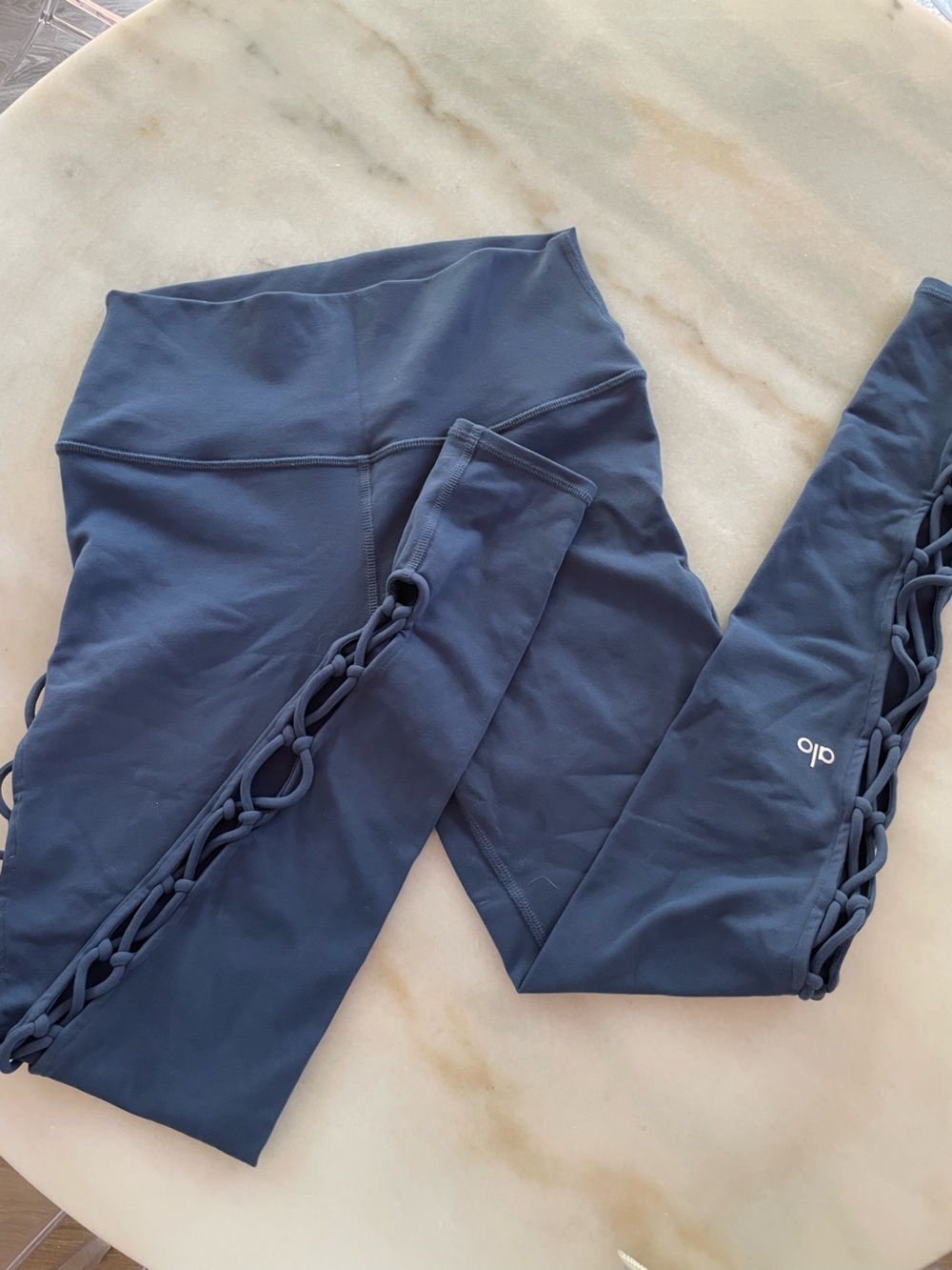 Alo Yoga Navy Lattice Side Leggings size S